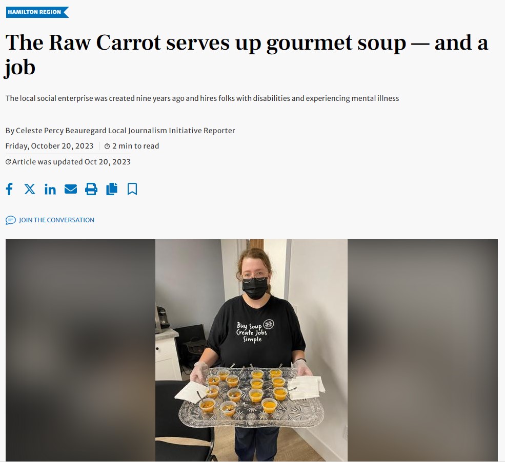 “The Raw Carrot serves up gourmet soup — and a job”